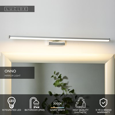 Lucide ONNO - Mirror light Bathroom - LED - 1x11W 3000K - IP44 - Satin Chrome
